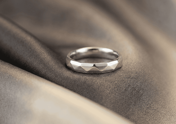 925 Silver Geometric Faceted Men's Band