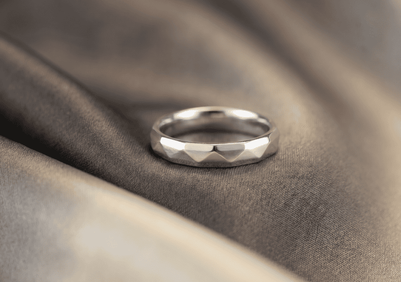 925 Silver Geometric Faceted Men's Band