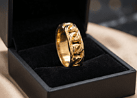 18 kt Gold Textured Cuban Link Band For Her