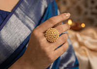 18 kt Gold Ornate Filigree Dome Ring