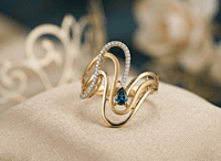 18 kt Gold Undulating Wave & Sapphire-Blue Ring