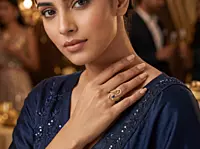 18 kt Gold Undulating Wave & Sapphire-Blue Ring