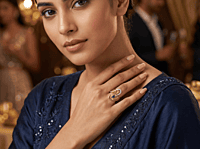 18 kt Gold Undulating Wave & Sapphire-Blue Ring