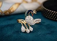 18 kt Gold Imperial Peacock Pavé Ring