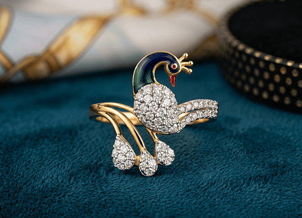 18 kt Gold Imperial Peacock Pavé Ring