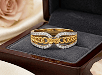 18 kt Gold Linked Pavé Chain Ring