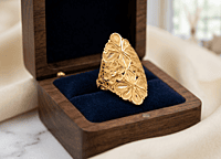 18 kt Gold Gilded Mandala Ornate Ring