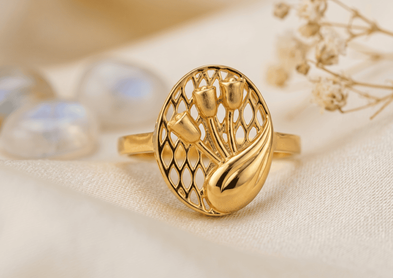 18 kt Gold Gilded Botanical Ring