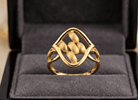 !8 kt Gold Geometric Loom Statement Ring