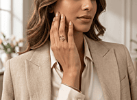 !8 kt Gold Geometric Loom Statement Ring