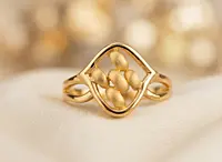 !8 kt Gold Geometric Loom Statement Ring