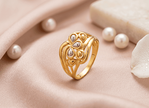 18 kt Gold Aria Bloom Dual-Tone Ring