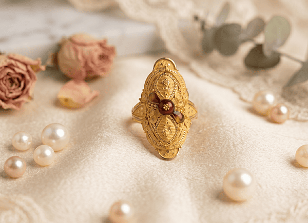 18 kt Gold Crimson Sunset Empress Meena Ring