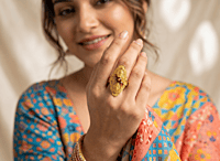 18 kt Gold Crimson Sunset Empress Meena Ring
