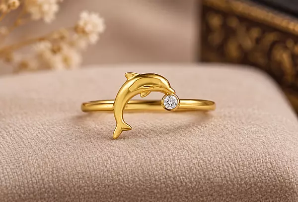 18 kt Gold Dolphin Solitaire Ring
