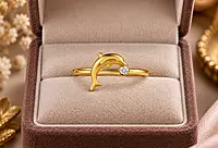 18 kt Gold Dolphin Solitaire Ring