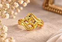 18 kt Gold Entwined Hearts Ring