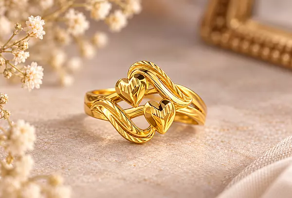 18 kt Gold Entwined Hearts Ring