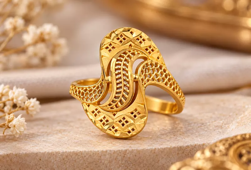 18 kt Gold S-Wave Cascade Ring