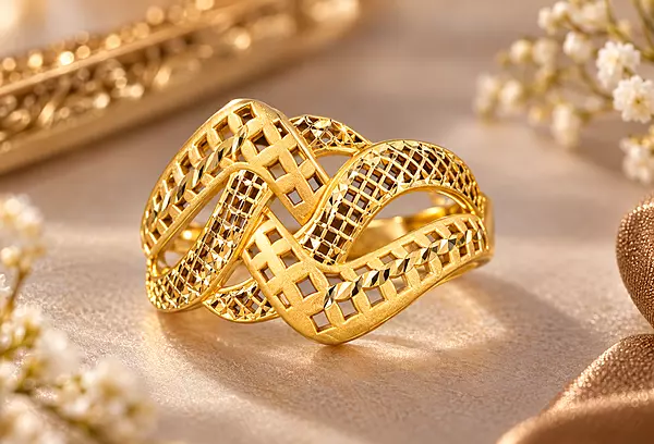 18 kt Gold Sovereign Trellis Ring