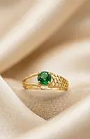 18 kt gold emerald weave ring