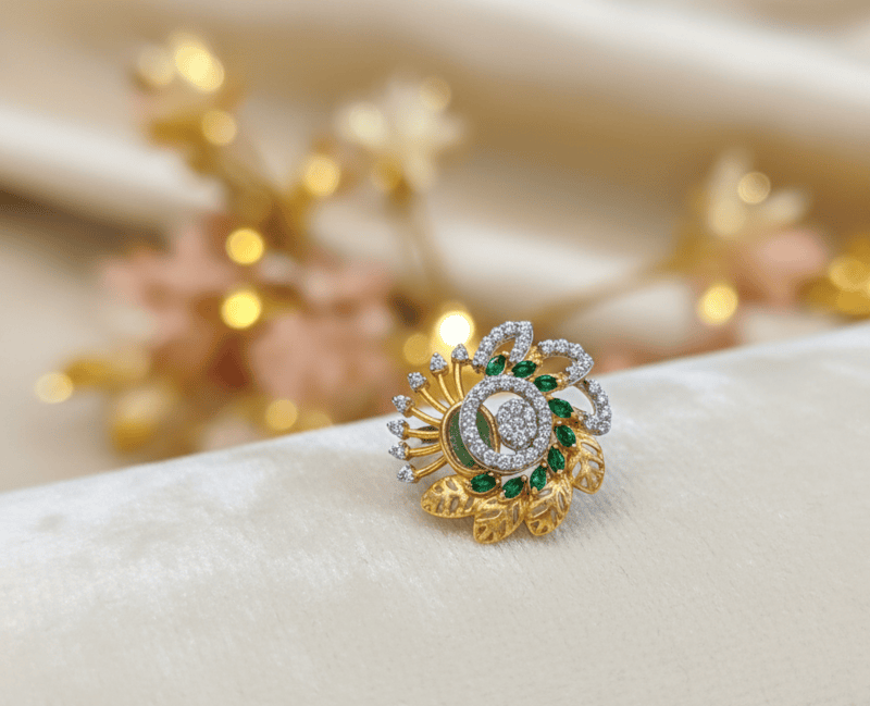 18 kt gold leaves ring