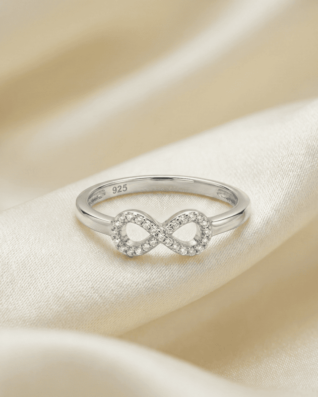 925 silver infinity pave ring