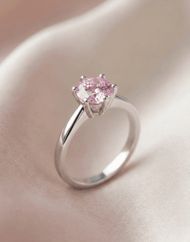 925 silver synthetic pink ruby ring