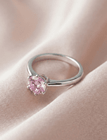 925 silver synthetic pink ruby ring