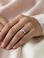 925 silver synthetic pink ruby ring