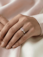 925 silver synthetic pink ruby ring