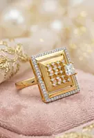 18 kt Gold Gilded Geometry Princess Ring