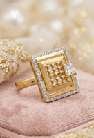 18 kt Gold Gilded Geometry Princess Ring