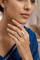 18 kt Gold Gilded Geometry Princess Ring