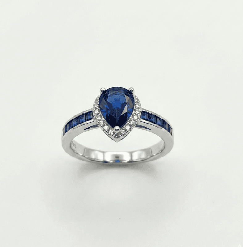 925 silver deep blue sapphire ring