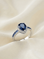 925 silver deep blue sapphire ring