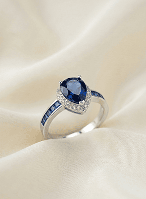 925 silver deep blue sapphire ring