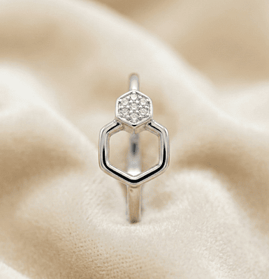 925 silver hexagonal ring