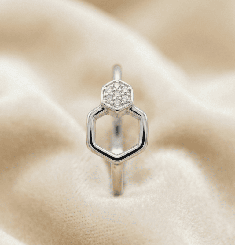 925 silver hexagonal ring