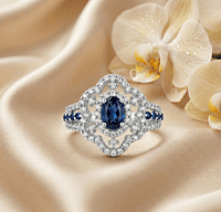 925 silver blue crown ring