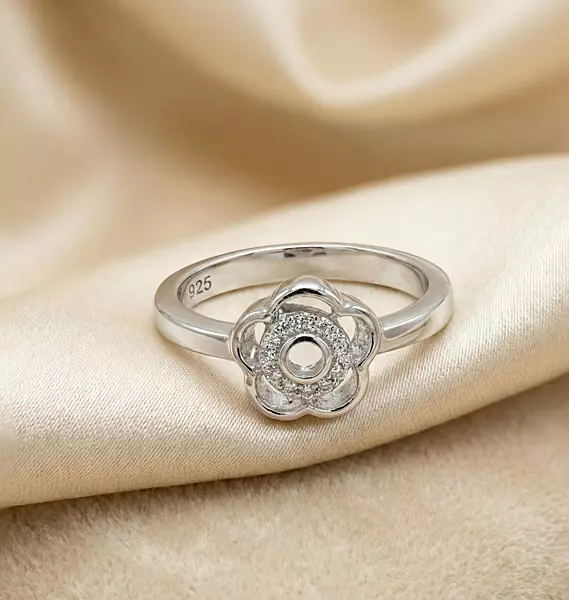 925 silver hollow flower ring