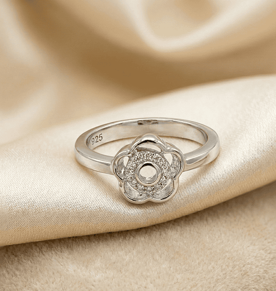 925 silver hollow flower ring