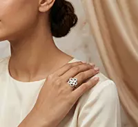925 Silver pearl flora ring