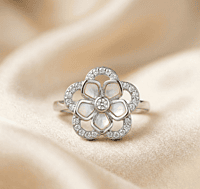 925 Silver pearl flora ring