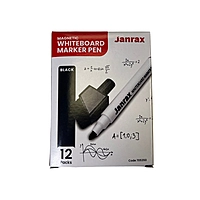 Pack of 12 Magnetic Whiteboard Black Marker Pens with Dry Wipe Eraser