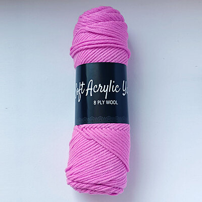 Soft Acrylic Yarn 8 ply Rose Pink