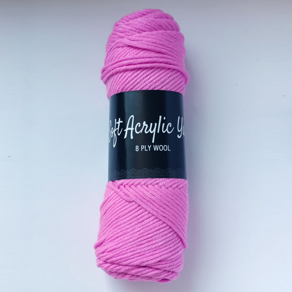 Soft Acrylic Yarn 8 ply Rose Pink