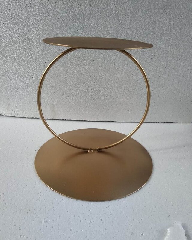Golden round cake spacer stand for wedding and party decoration