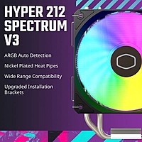 Cooler Master Hyper 212 Spectrum V3 ARGB CPU Air Cooler – 120mm PWM Fan | 4 Heat Pipes