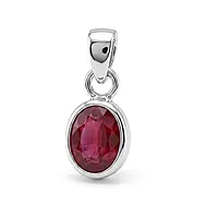 925 Sterling Silver Ruby Red Stone Pendant for Men & Women